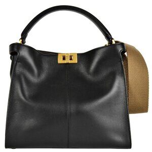 FENDI Black Leather Peekaboo Bag